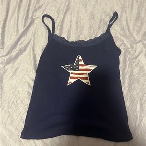 Modern Lux Navy Lace Trim Top